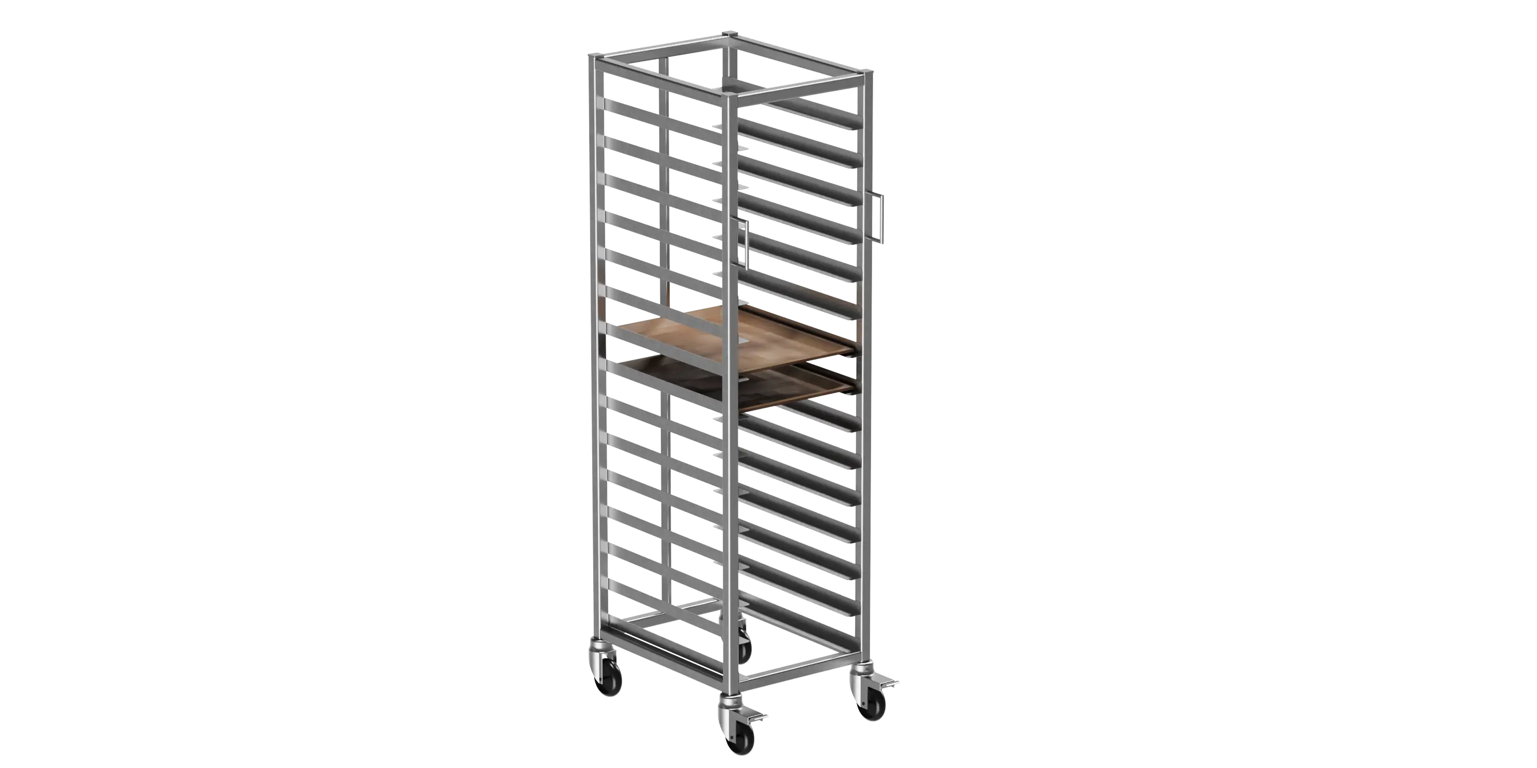 37x53 Tepsi Taşıma Arabası Tekli 15 Adet Kapasiteli (37x53 Tray Trolley Single)